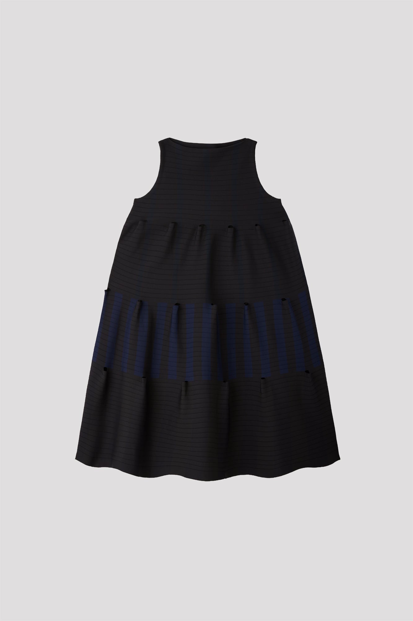 TERRACED SLEEVELESS MINI DRESS - BLACK MULTI 13