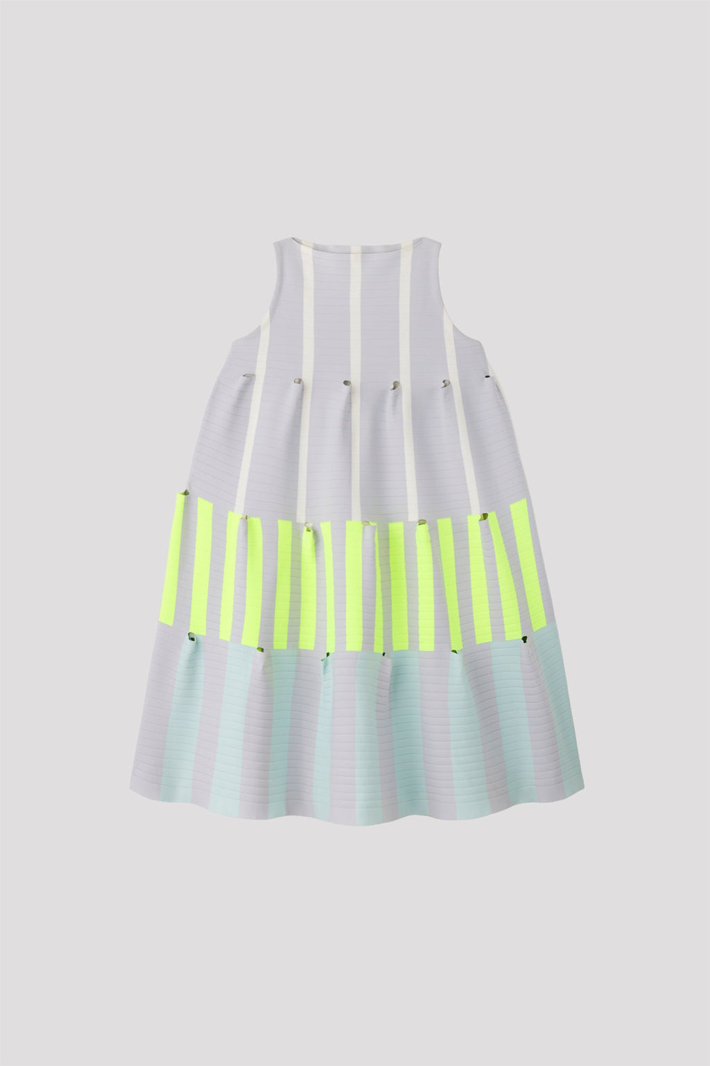 TERRACED SLEEVELESS MINI DRESS - HAZE GRAY MULTI