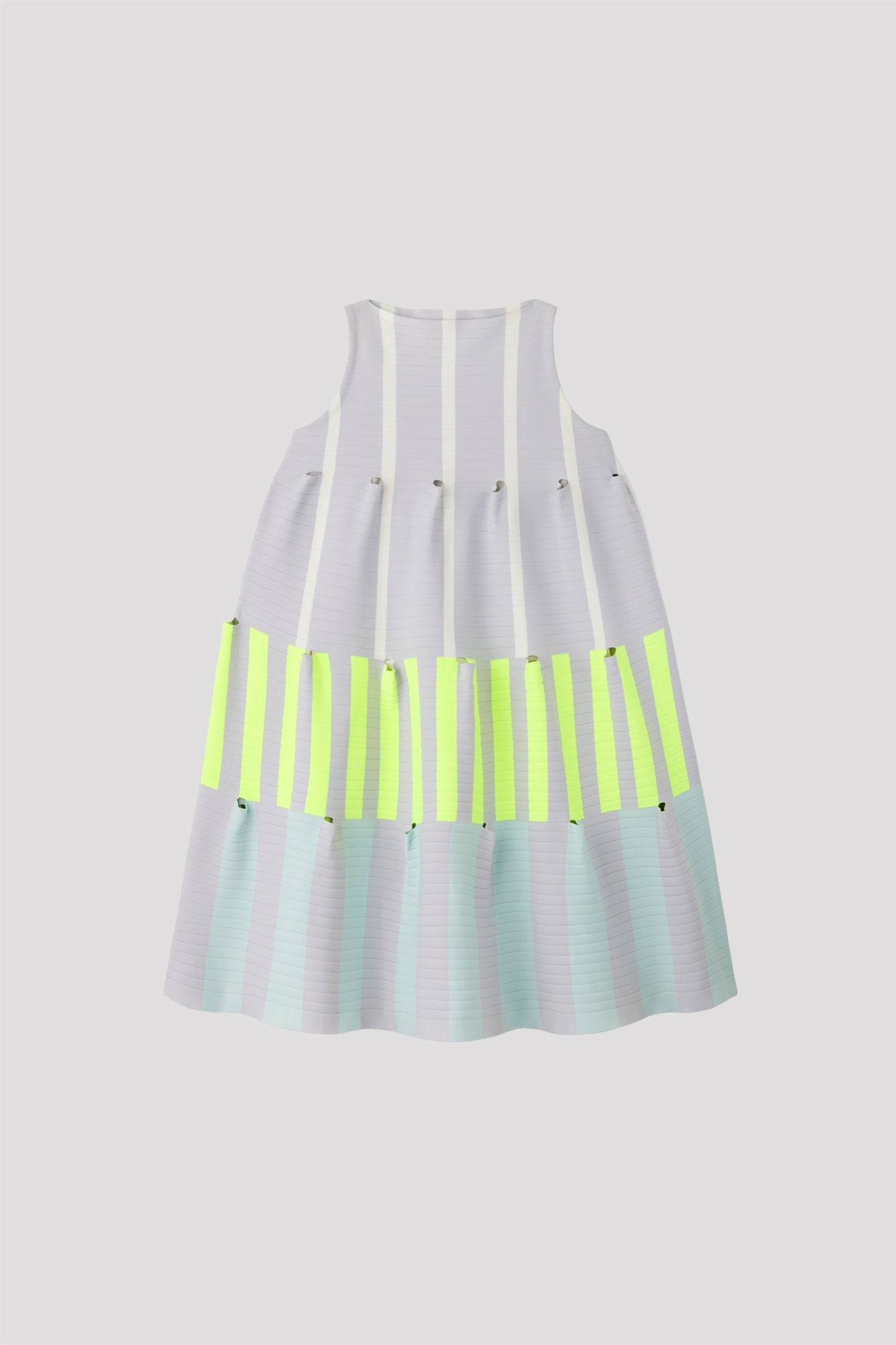 TERRACED SLEEVELESS MINI DRESS - HAZE GRAY MULTI