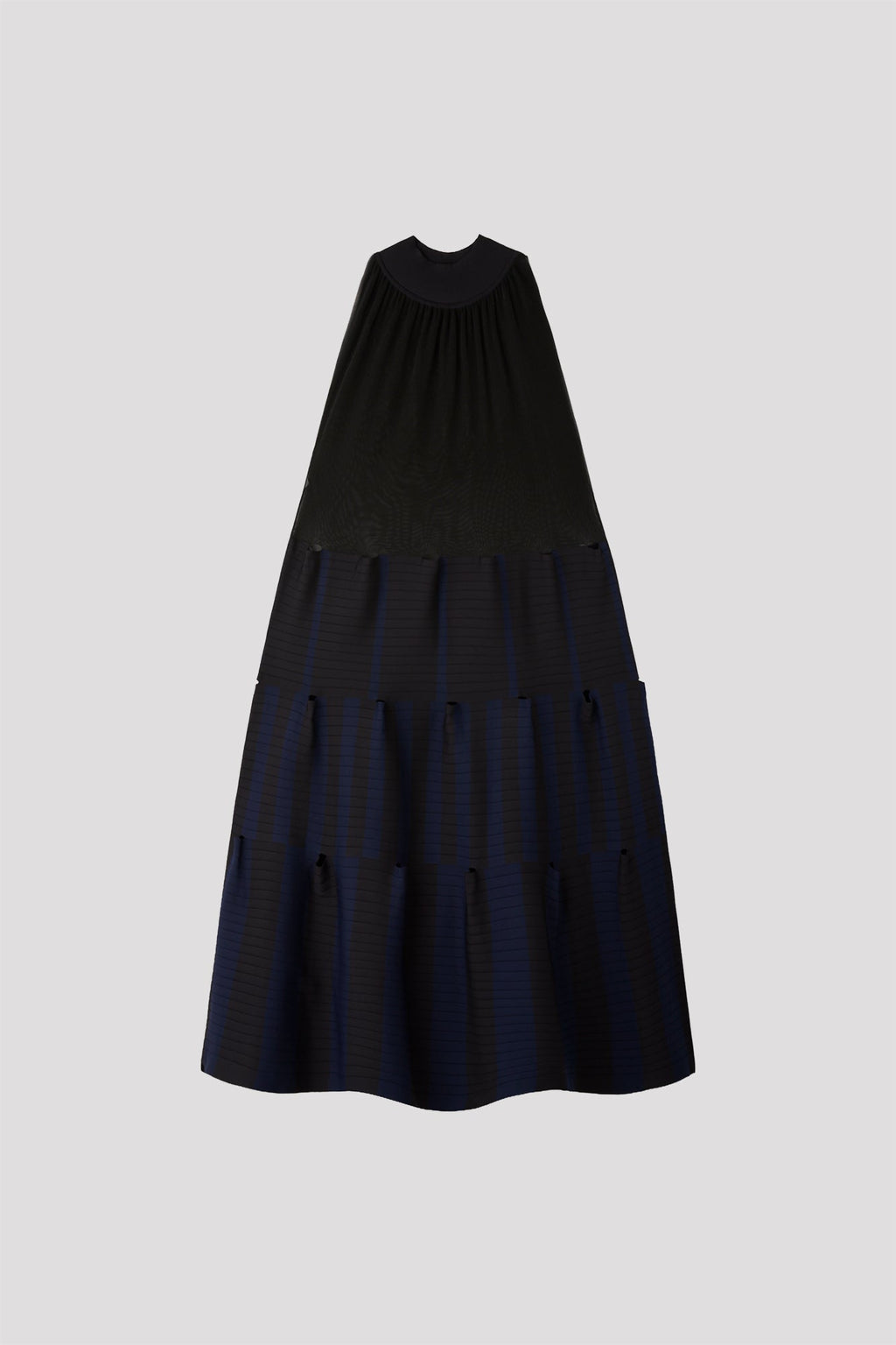 TERRACED LUCENT SLEEVELESS DRESS - BLACK MULTI 13