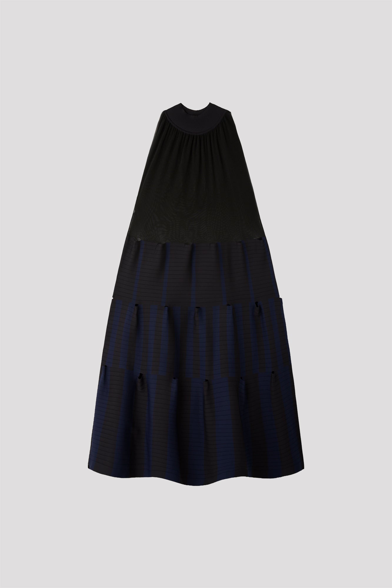 TERRACED LUCENT SLEEVELESS DRESS - BLACK MULTI 13