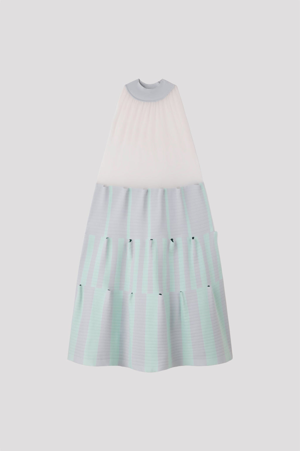 TERRACED LUCENT SLEEVELESS DRESS - WHITE MULTI 9