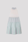 TERRACED LUCENT SLEEVELESS DRESS - WHITE MULTI 9