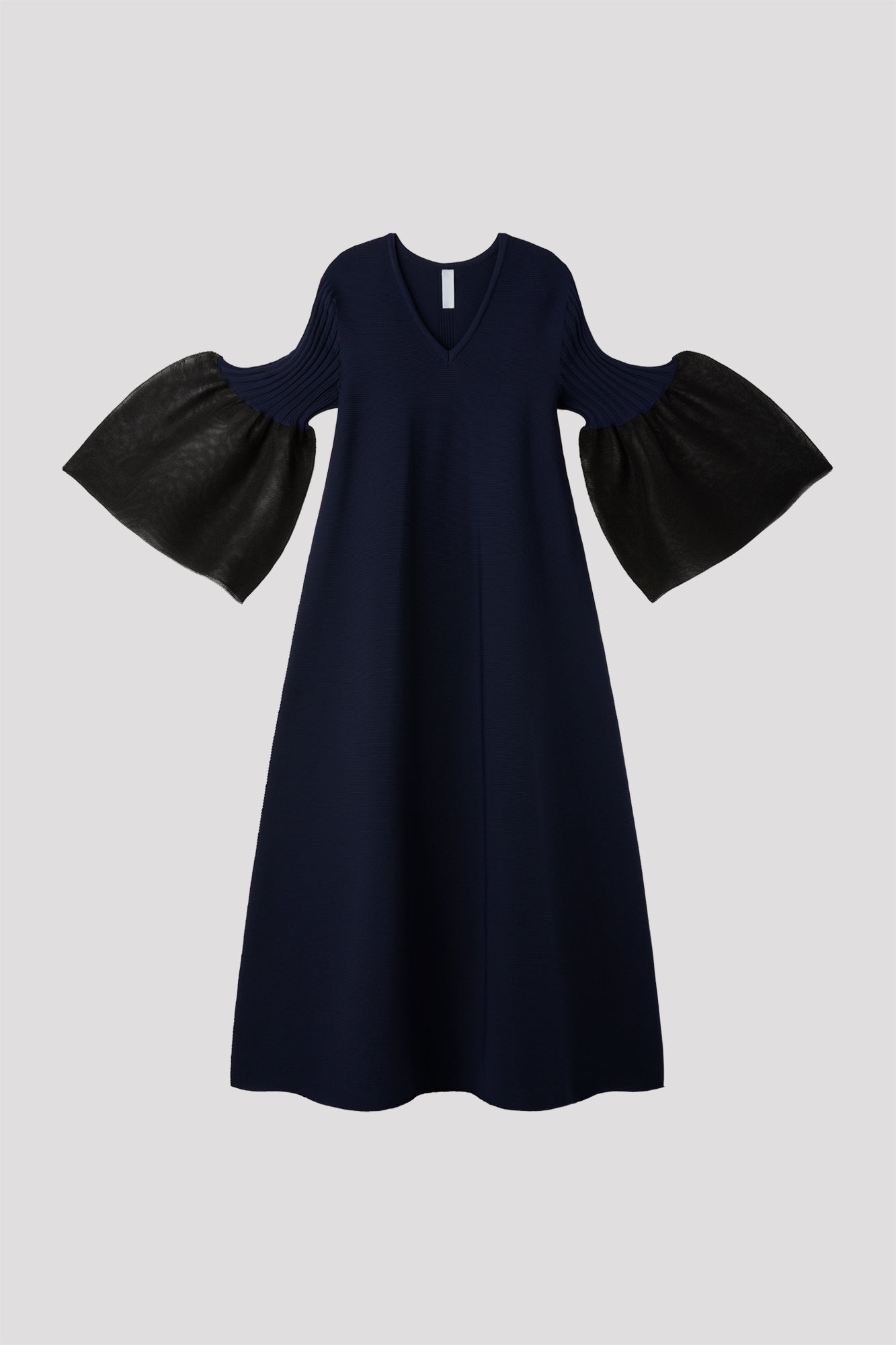 POTTERY LUCENT LONG BELL SLEEVE FLARE DRESS - NAVY MULTI 3