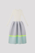 POTTERY LONG SLEEVE DRESS - HAZE GRAY MULTI