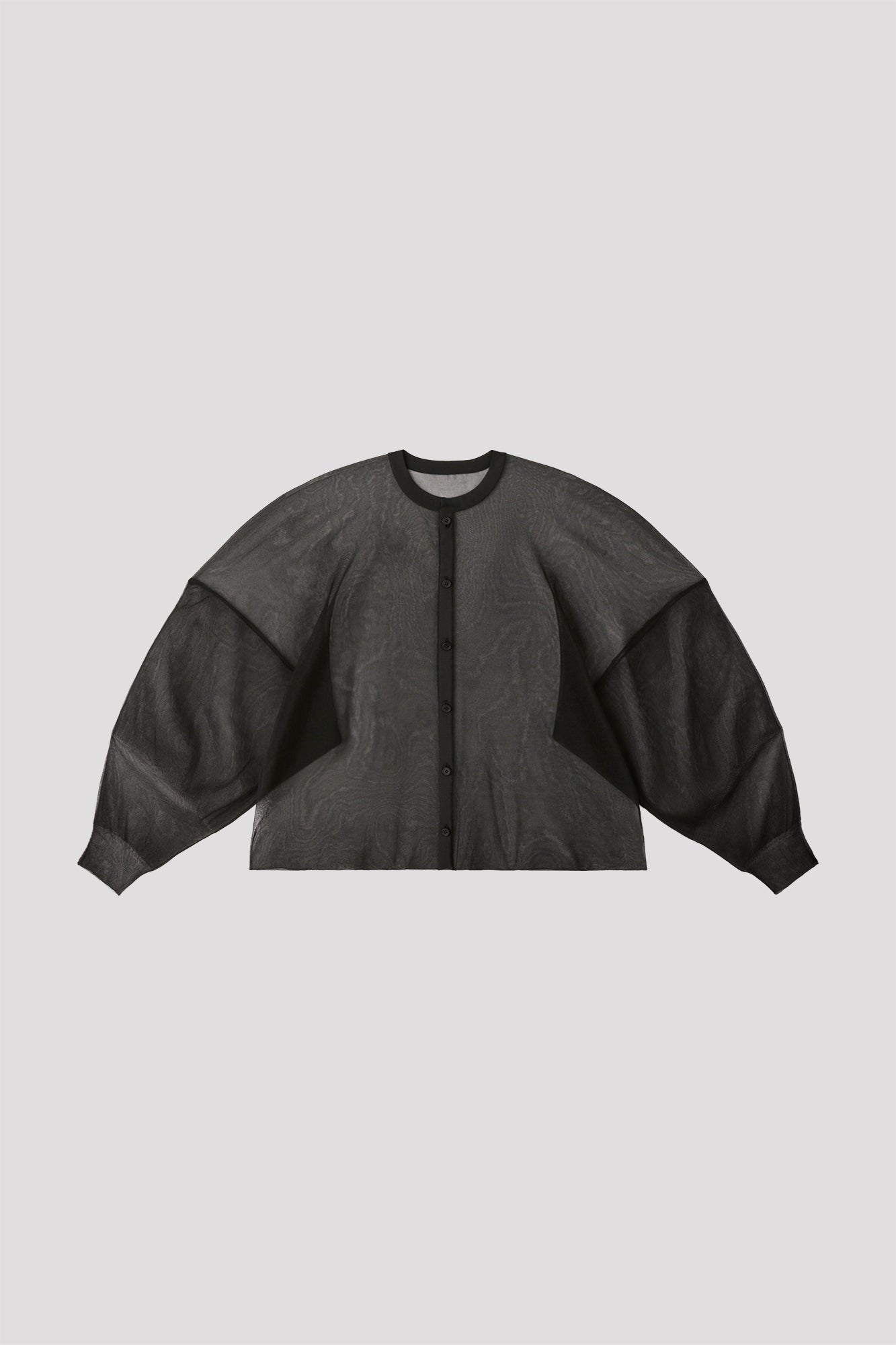 CASCADES LUCENT STAND COLLAR LONG SLEEVE SHIRT - BLACK