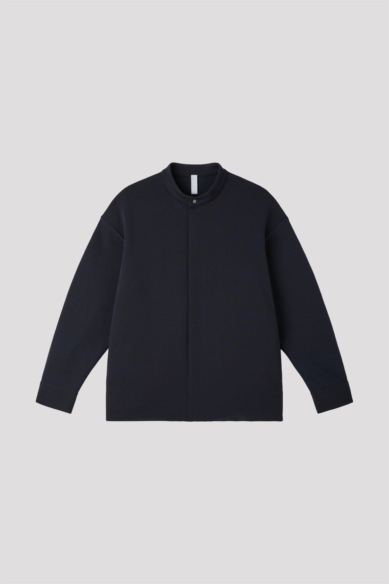 SOFT MILAN STAND COLLAR COVERED PLACKET SHIRT - DARK NAVY