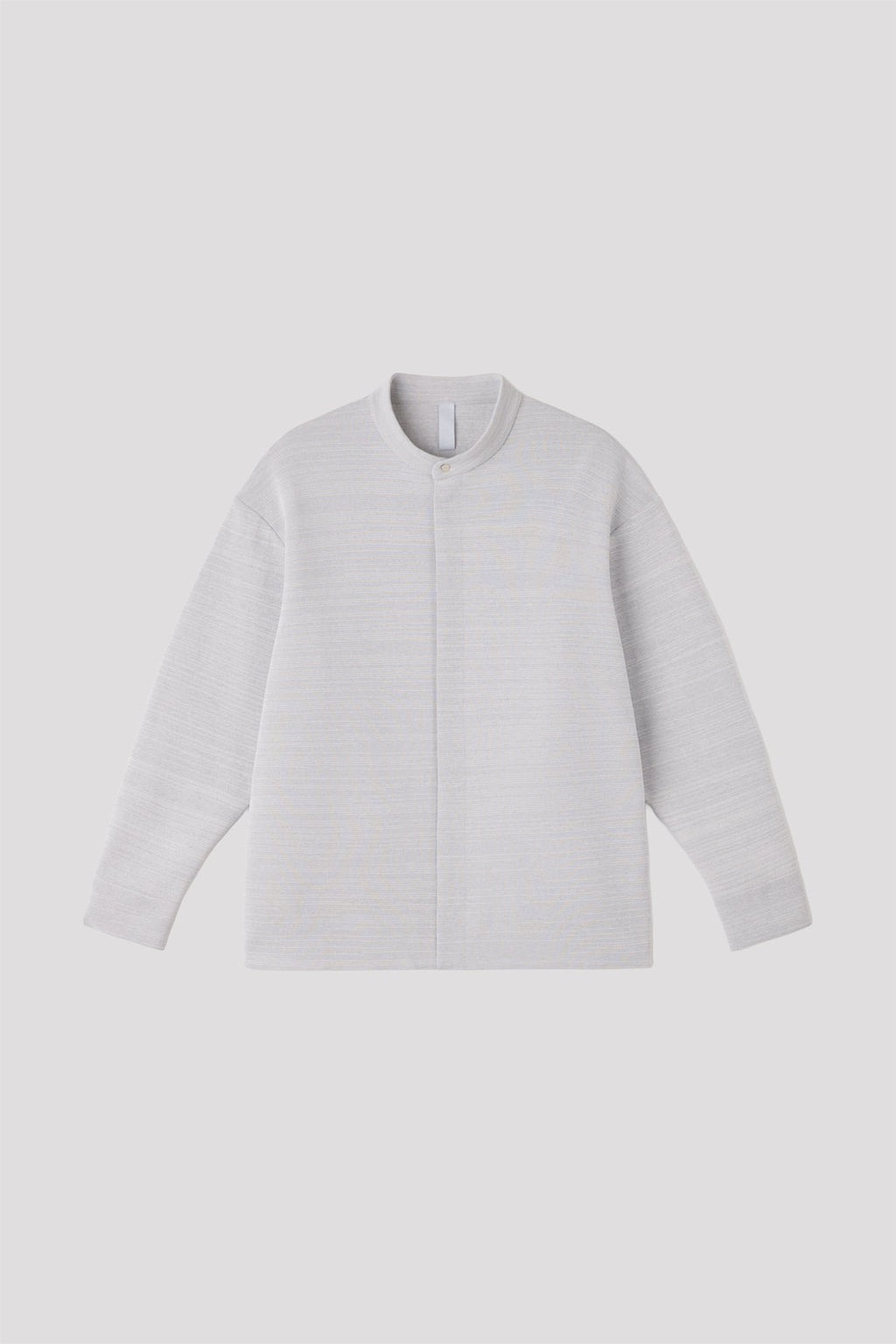 SOFT MILAN STAND COLLAR COVERED PLACKET SHIRT - LIGHT GRAY