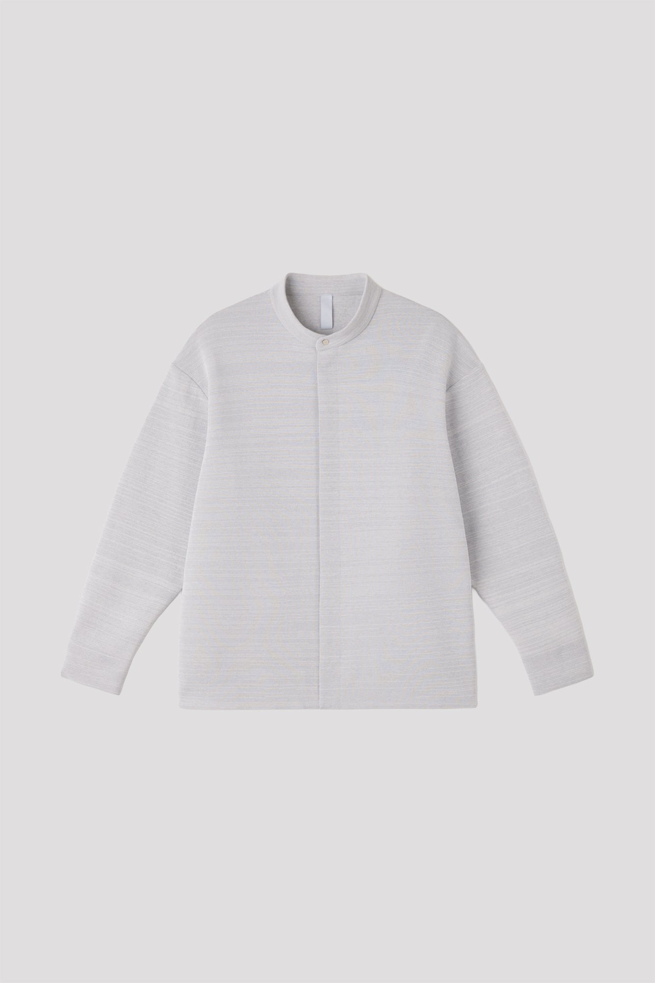 SOFT MILAN STAND COLLAR COVERED PLACKET SHIRT - LIGHT GRAY