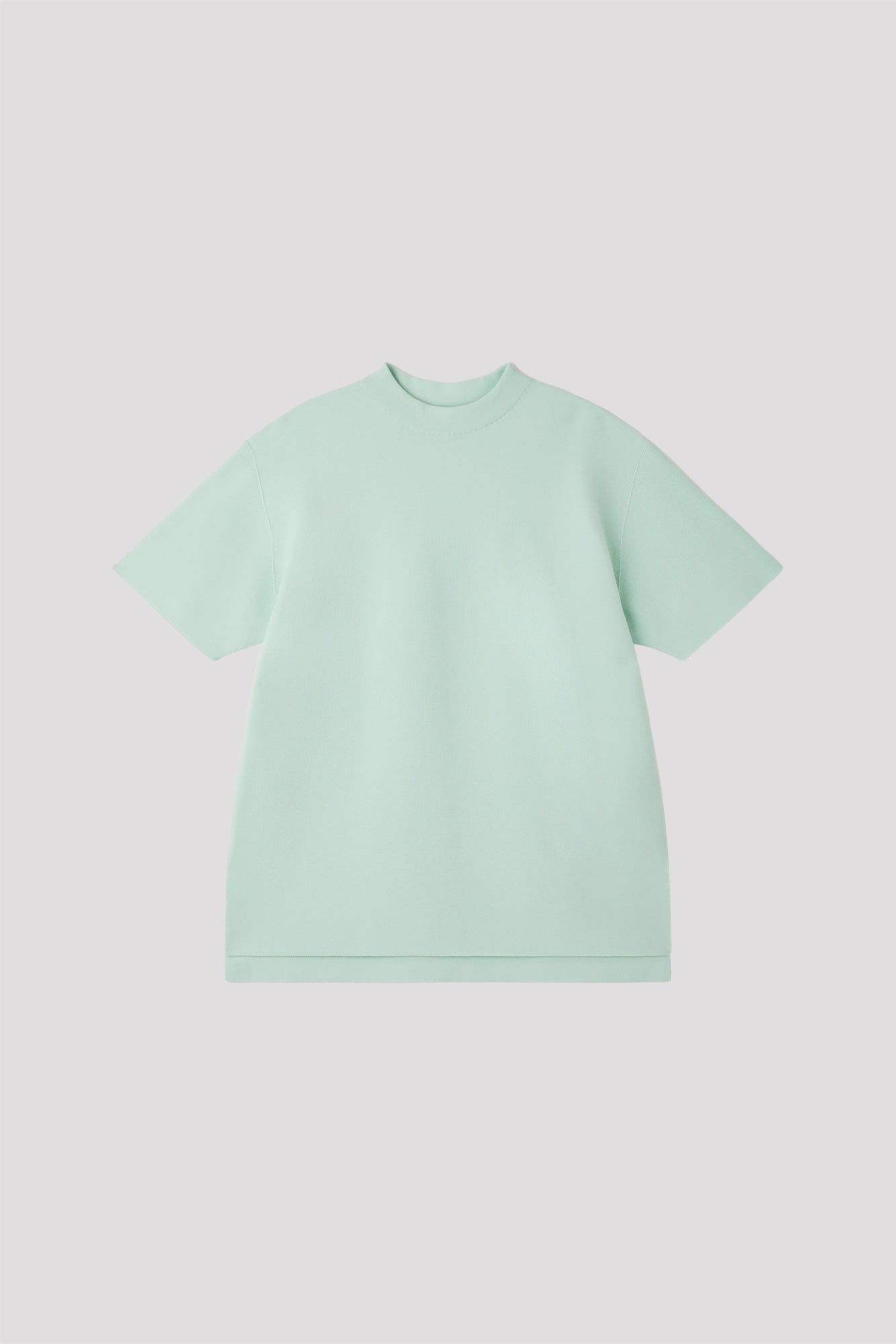 GARTER MOCKNECK SHORT SLEEVE TEE SHIRT - CLEARLY AQUA
