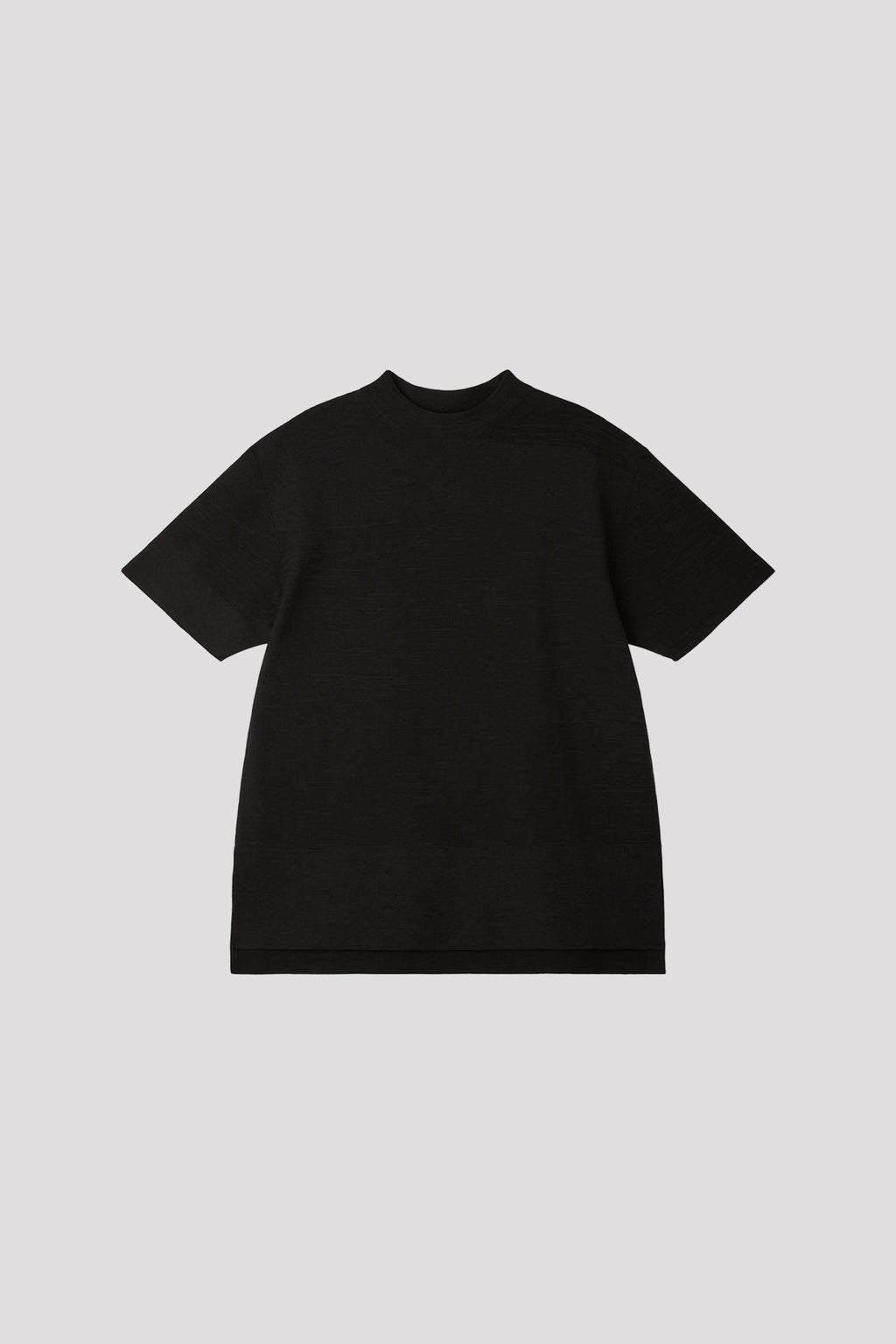 GARTER MOCKNECK SHORT SLEEVE TEE SHIRT - BLACK