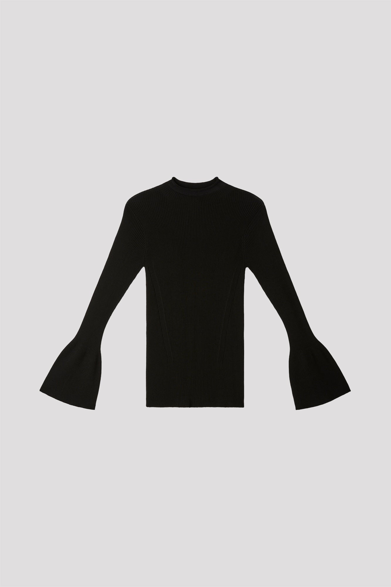 SOFT PORTRAIT LONG BELL SLEEVE TOP - BLACK
