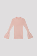 SOFT PORTRAIT LONG BELL SLEEVE TOP - EGGSHELL PINK