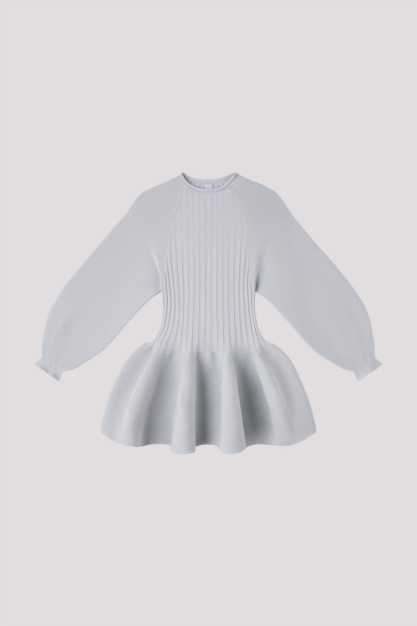 POTTERY GLITTER PUFF SLEEVE TOP - HAZE GRAY-SILVER
