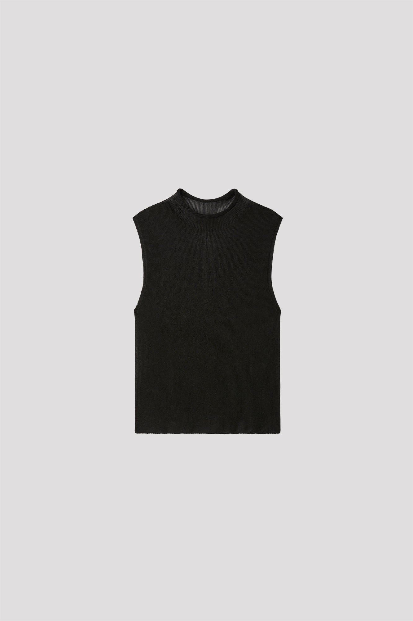 PORTRAIT LUCENT SLEEVELESS TOP - BLACK