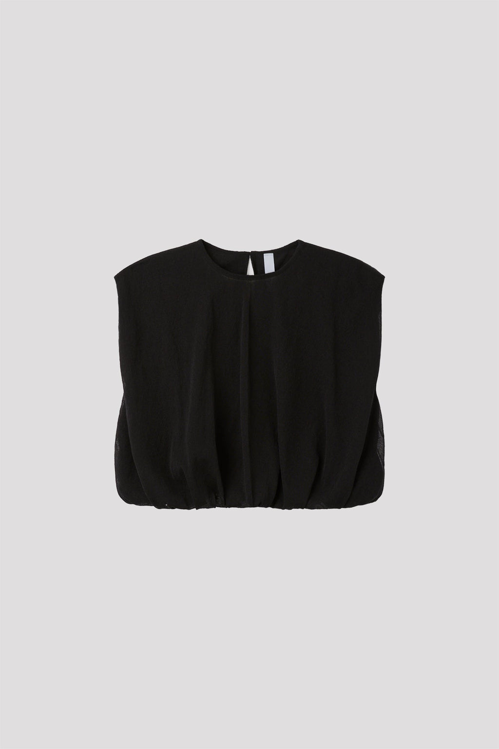 OVERWRAPPED TC LUCENT CROPPED SLEEVELESS TOP - BLACK