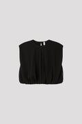 OVERWRAPPED TC LUCENT CROPPED SLEEVELESS TOP - BLACK