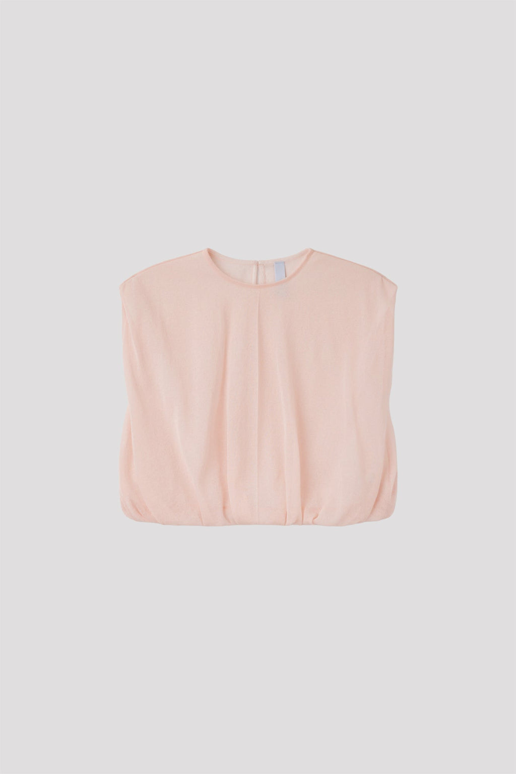 OVERWRAPPED TC LUCENT CROPPED SLEEVELESS TOP - EGGSHELL PINK MULTI