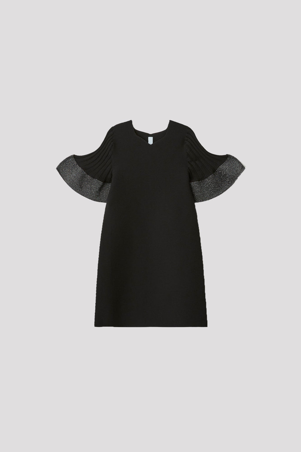 POTTERY KID GLITTER SHORT BELL SLEEVES FLARE DRESS - BLACK-SILVER