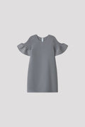 POTTERY KID GLITTER SHORT BELL SLEEVES FLARE DRESS - STEEL GRAY-SILVER