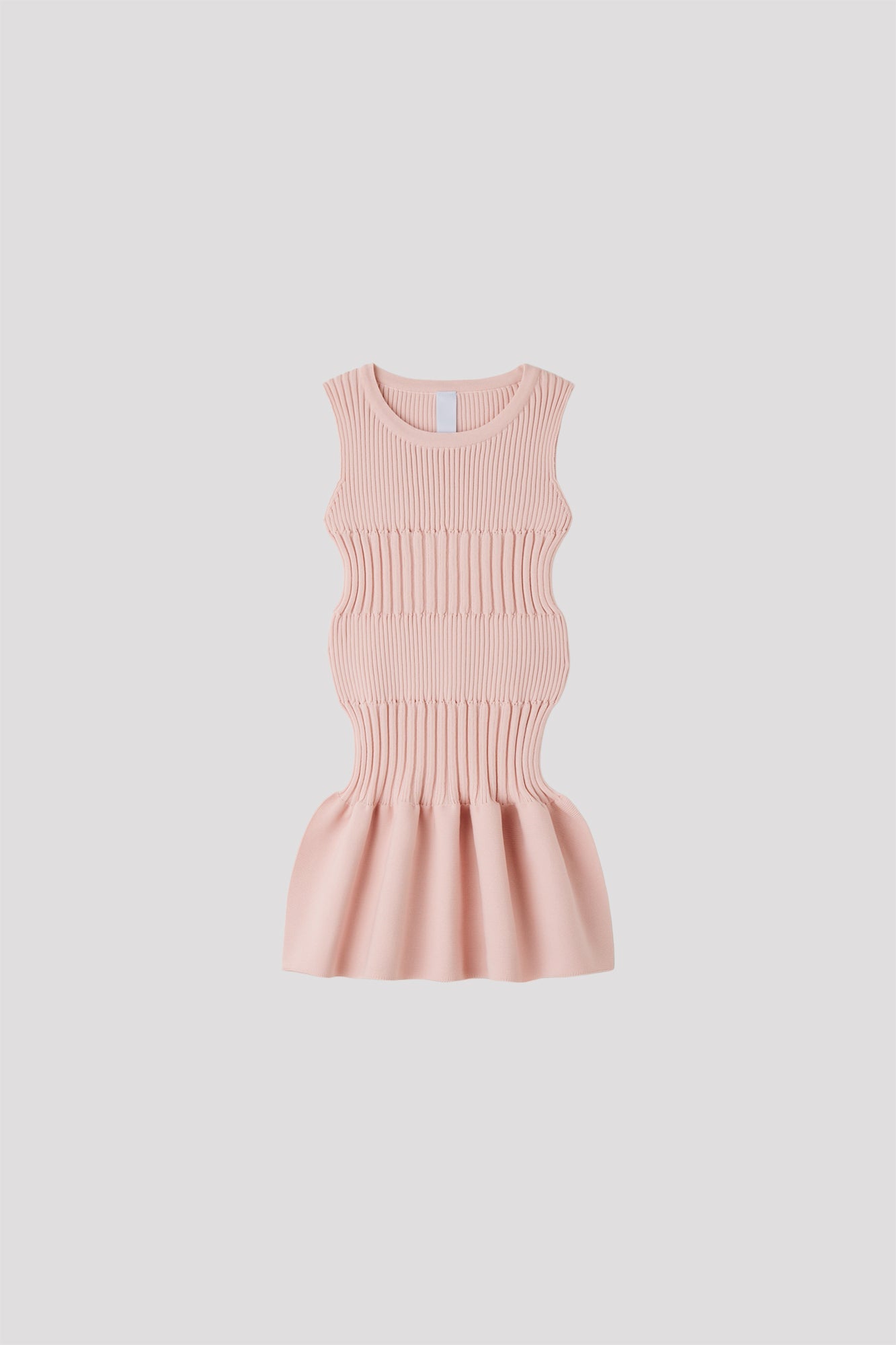 SOFT FLUTED KID SLEEVELESS DRESS - EGGSHELL PINK