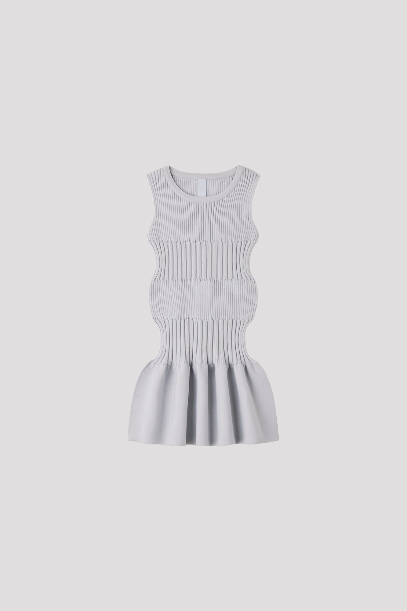 SOFT FLUTED KID SLEEVELESS DRESS - HAZE GRAY