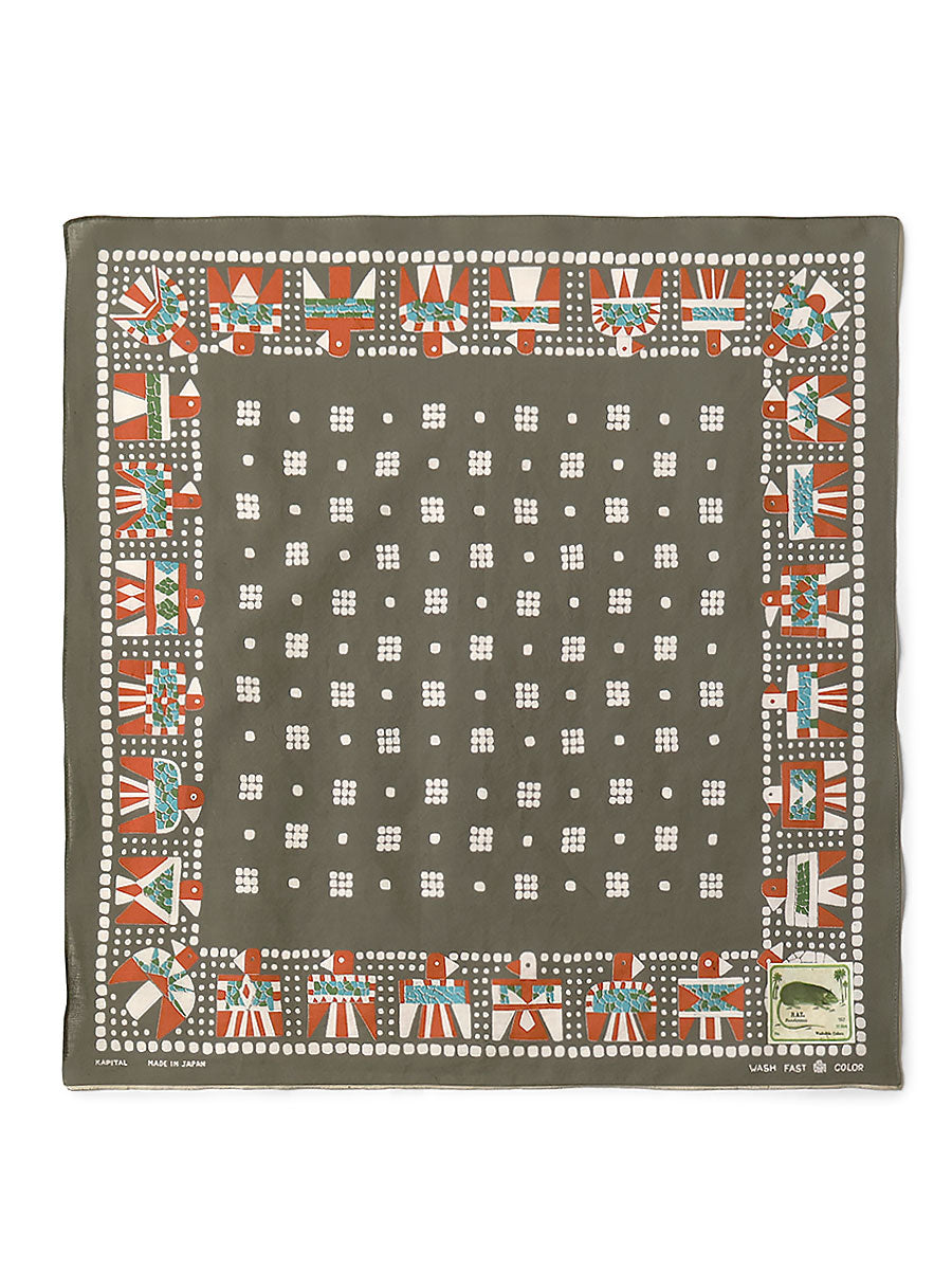 fastcolor Selvedge Bandana (THUNDER BIRD) - Khaki