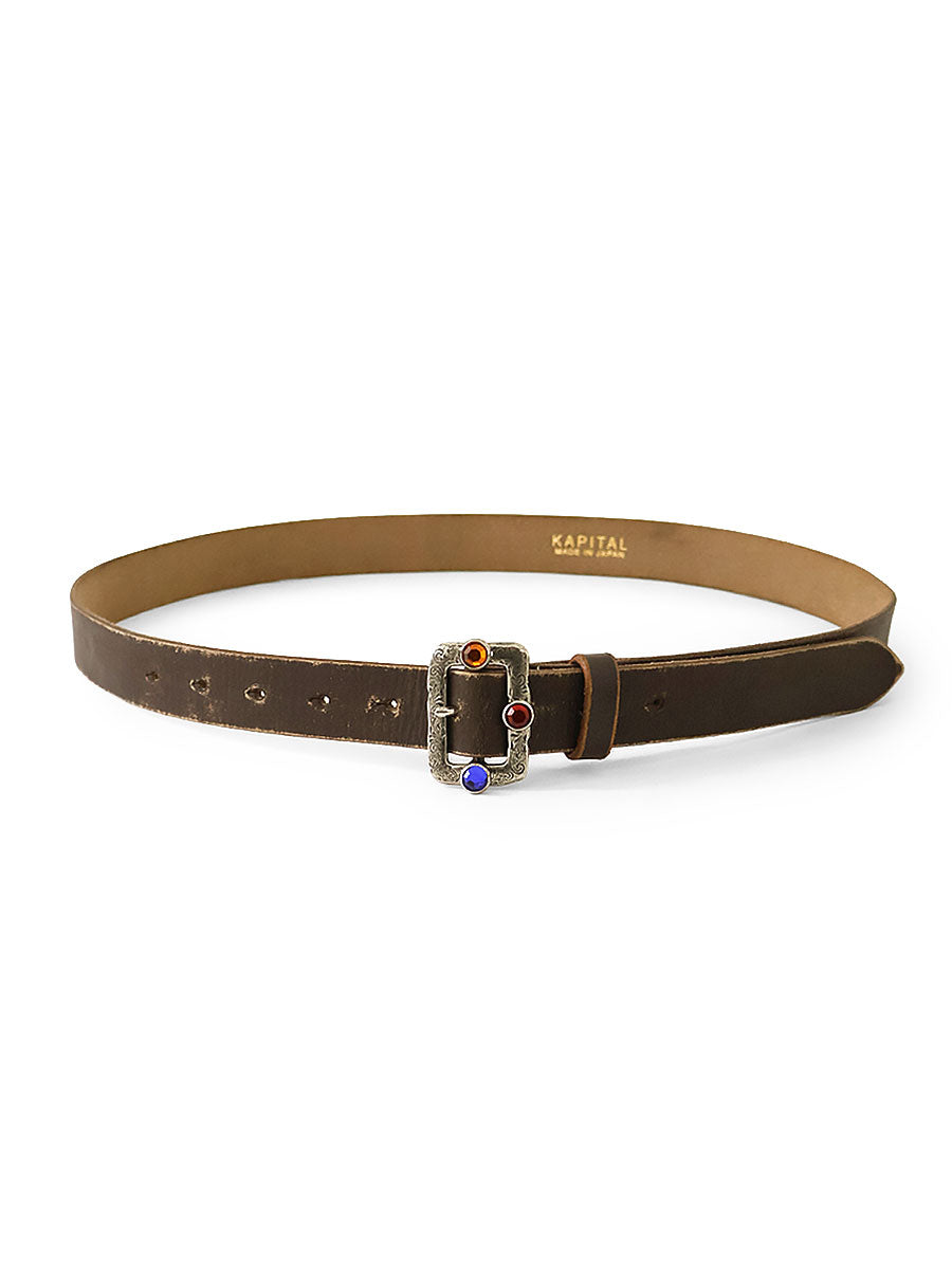 Oil Leather Studded Disco Buckle Belt