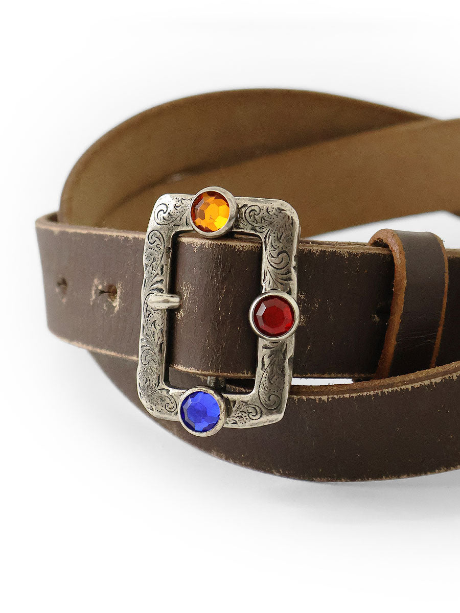 Oil Leather Studded Disco Buckle Belt