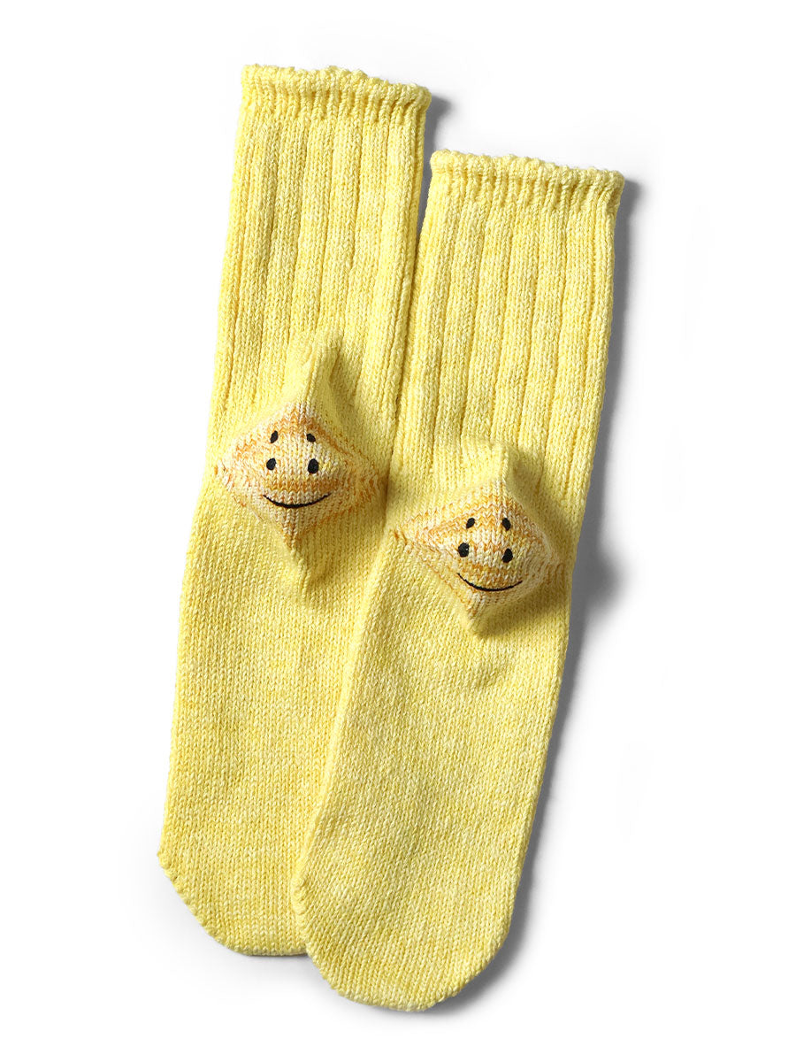 56 pieces 3×1 rib RAINBOWY HAPPY HEEL socks - Yellow