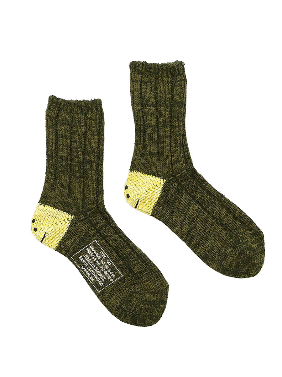 56 Pieces MA-1 RAINBOWY HAPPY HEEL Socks - Khaki
