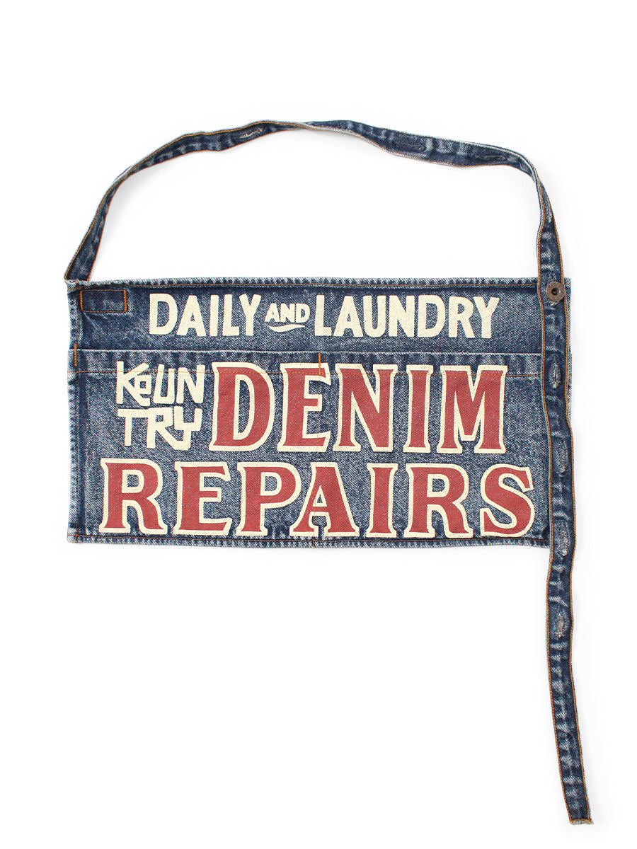 13oz Denim Damaged Short Apron (DENI... - Red