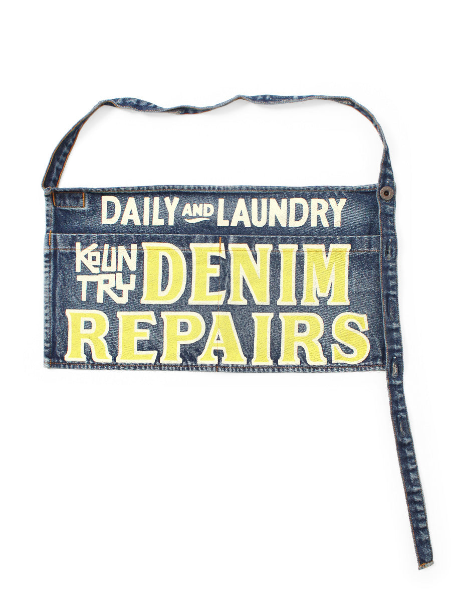 13oz Denim Damaged Short Apron (DENI... - Yellow