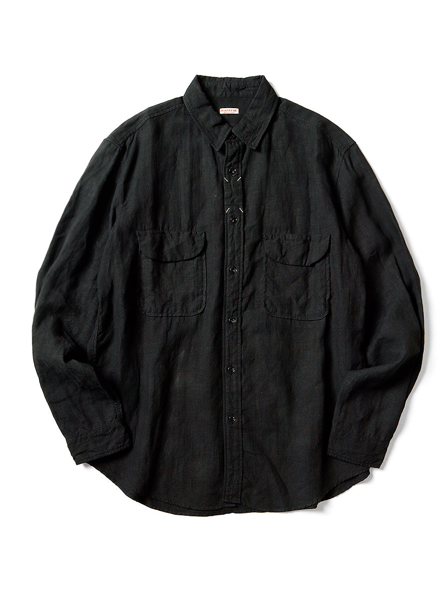 Linen Clip Shirt - Black