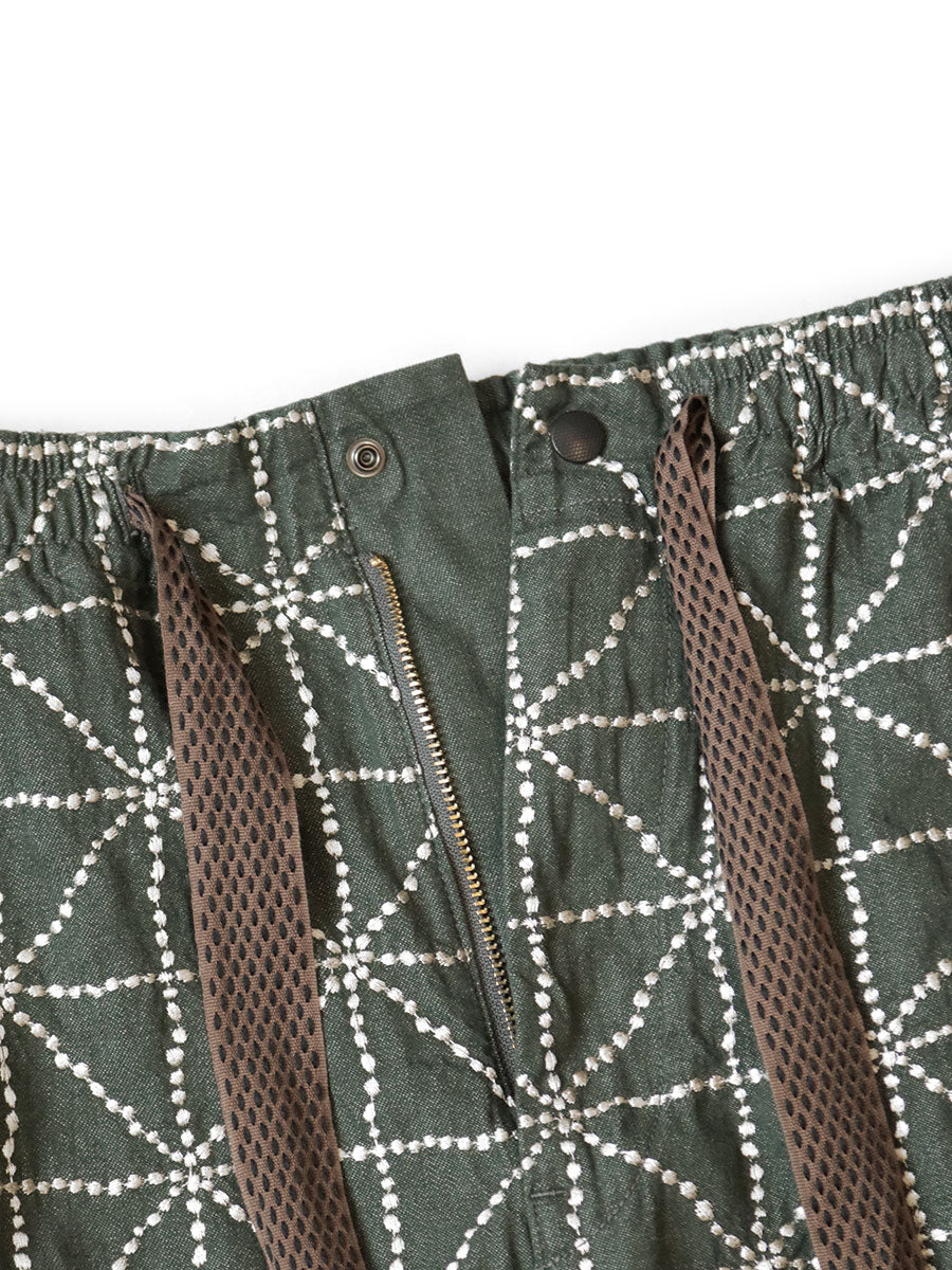 8oz Color Denim FOLK-DOJO Embroidery Easy Pants
