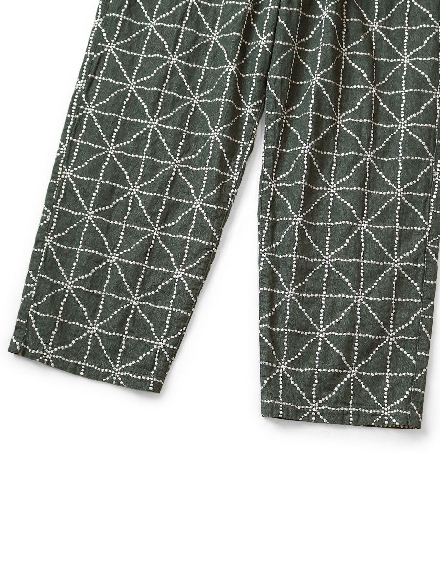 8oz Color Denim FOLK-DOJO Embroidery Easy Pants