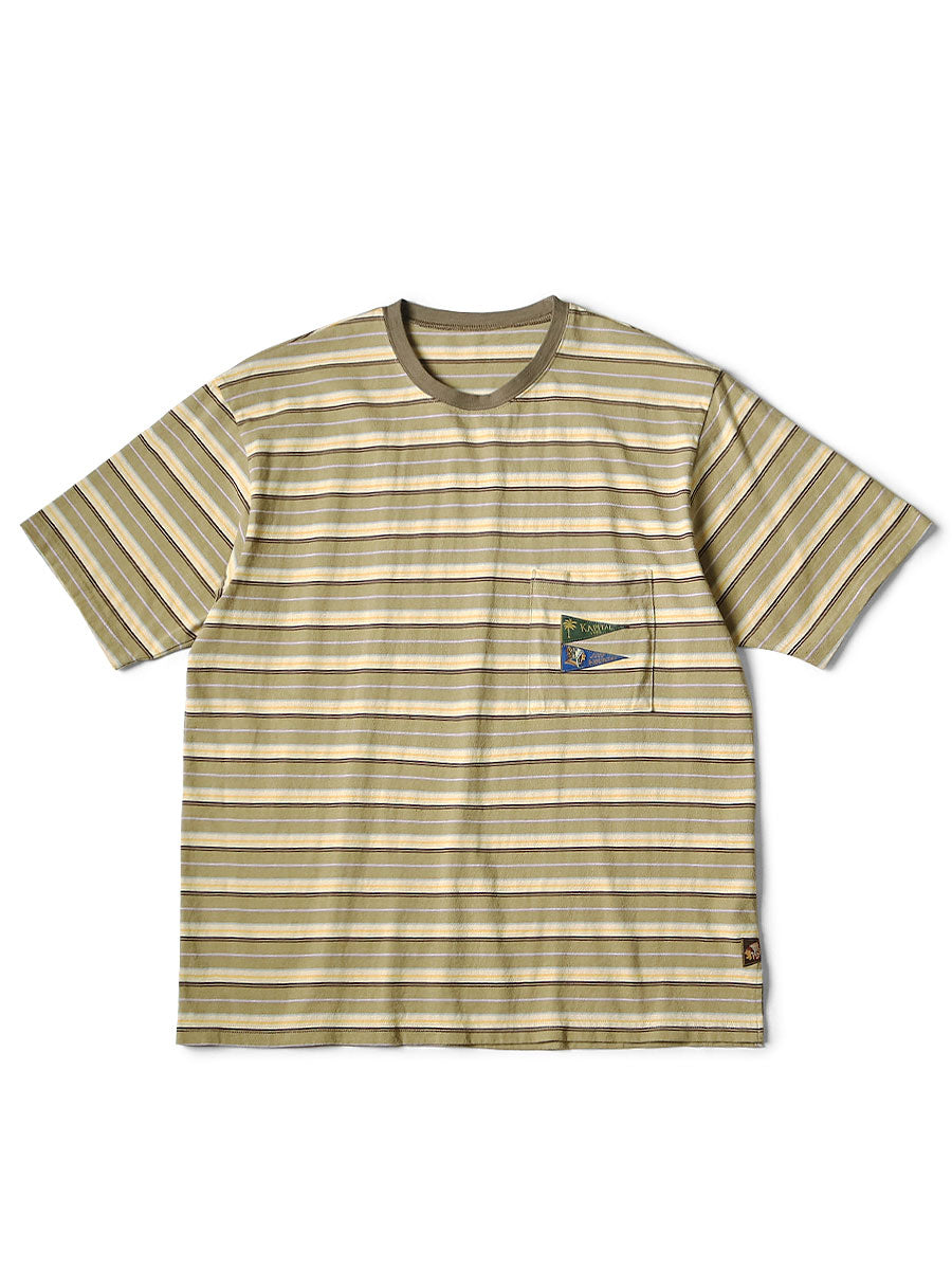 Multi Border Jersey Pennant T (3flags) - Beige x Kinari
