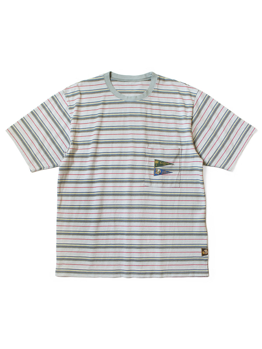 Multi Border Jersey Pennant T (3flags) - Light Blue x Blue