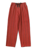 Cotton-linen Sham Stripe Easy Pants - Red Brown
