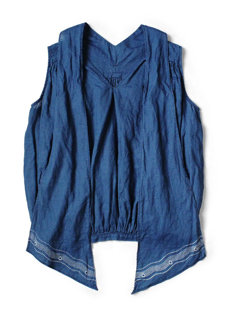 French Cross Linen 2 Ways Choker Cami (Souffle Pattern)
