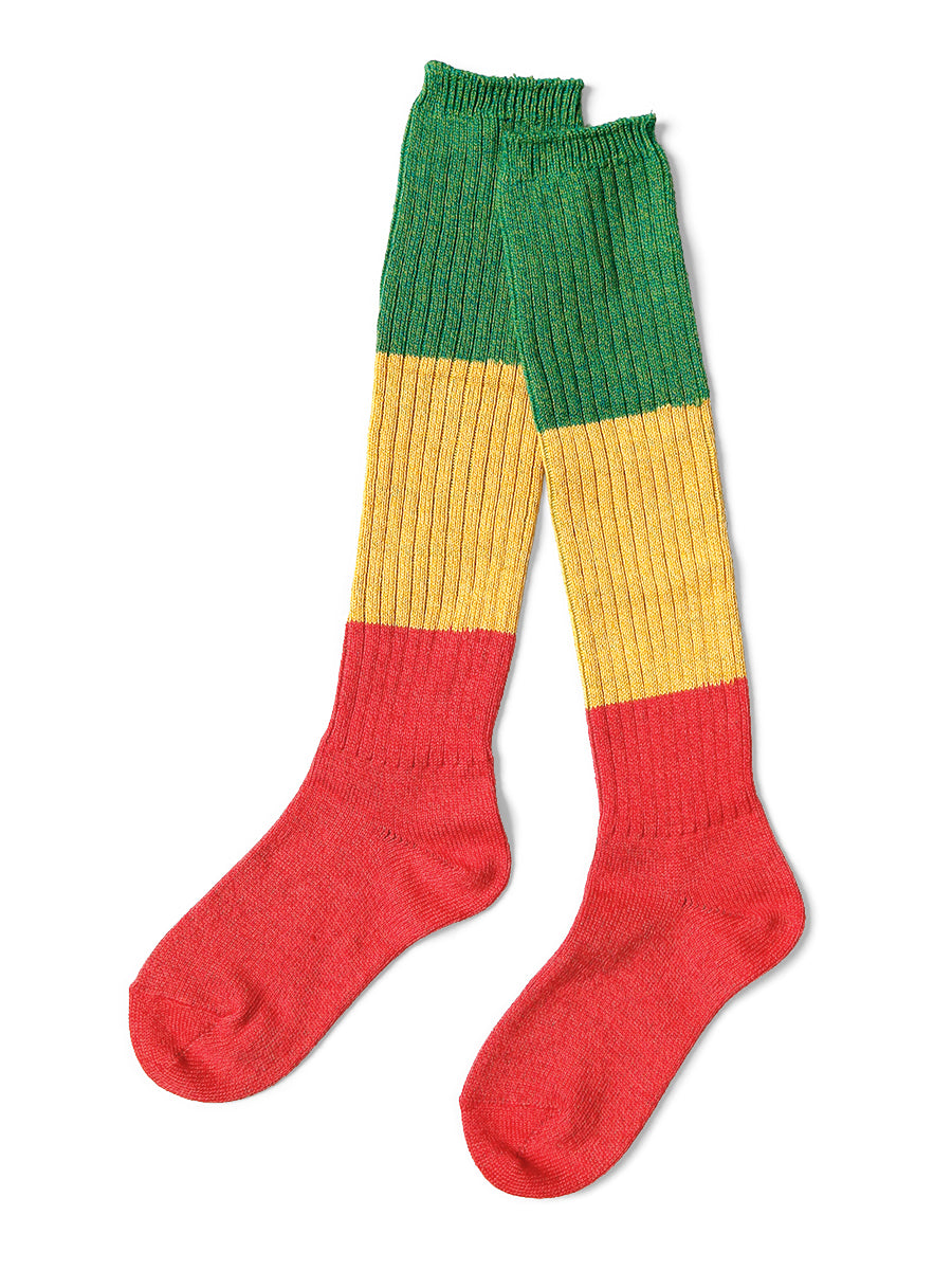96本 Raster Pattern Skater's Knee High - Red
