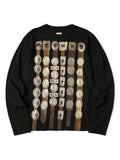 20/-Tenjiku CrewロンT (Curtain Concho pt) - Black