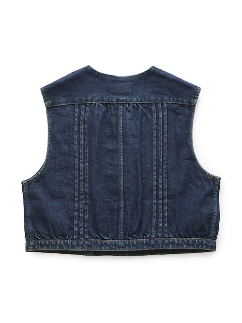 11.5oz Denim Cropped Butterfly Concho Vest