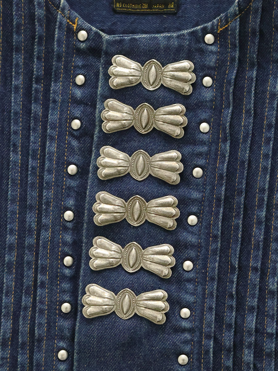 11.5oz Denim Cropped Butterfly Concho Vest