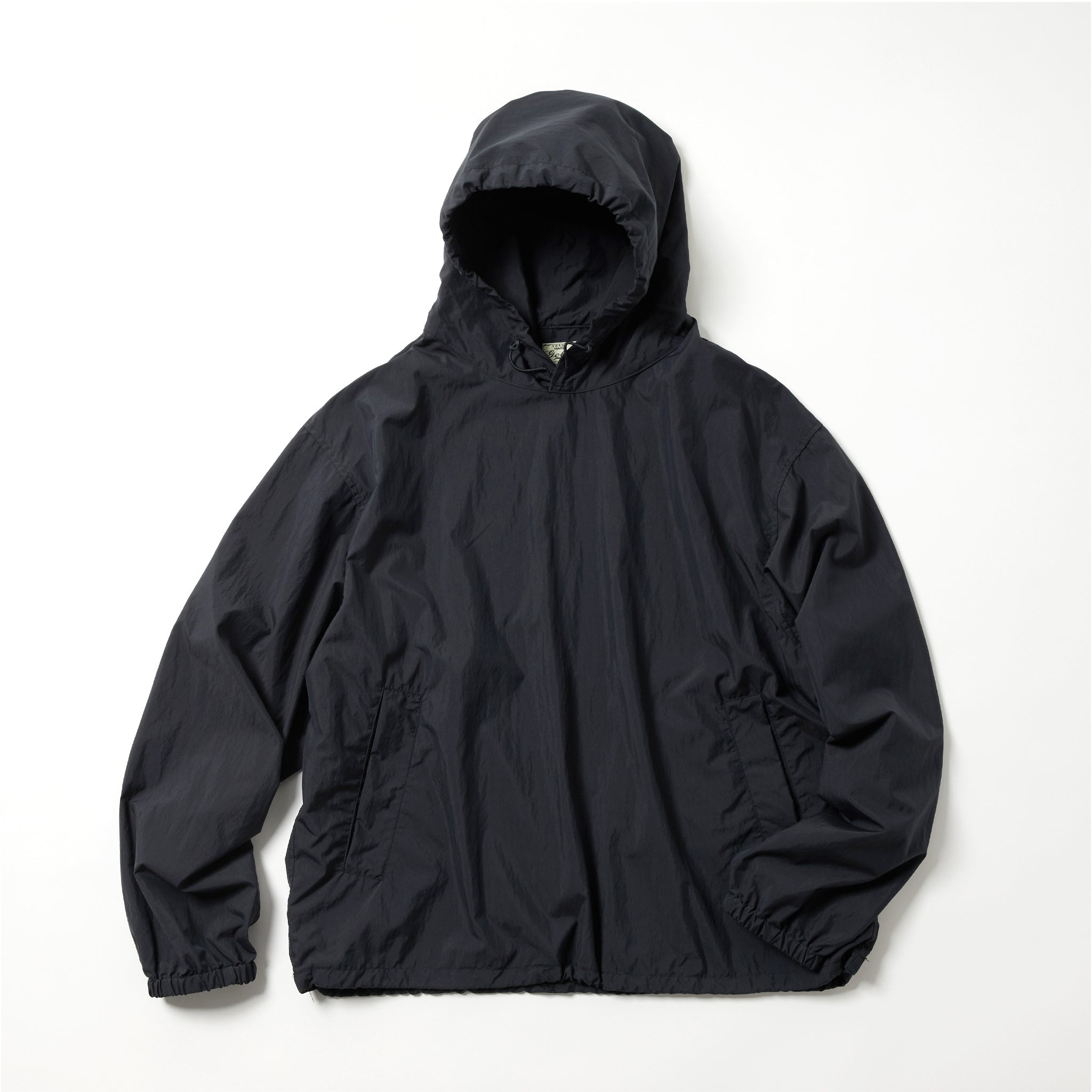 Cotton Nylon Weather Cloth Pullover Parka - BLACK