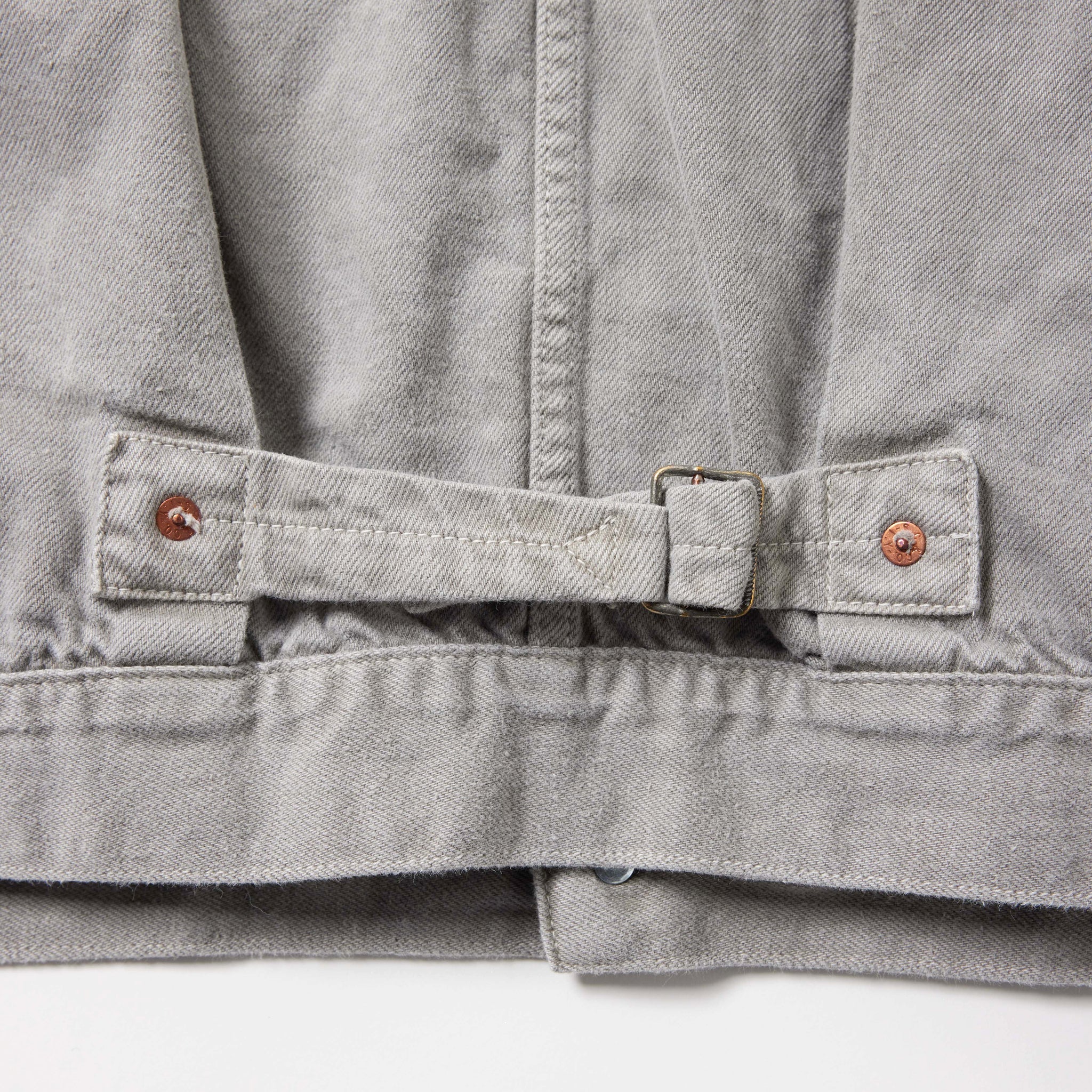 Recycled Waste Suvin Cotton Yarn 11.5oz. Denim Blouse Vintage Washed