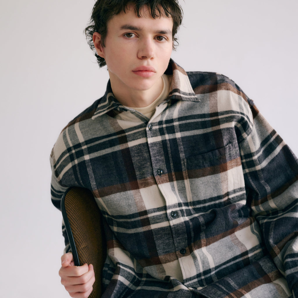 GL29137 / COTTON NEL CHECK REGULAR SHIRT