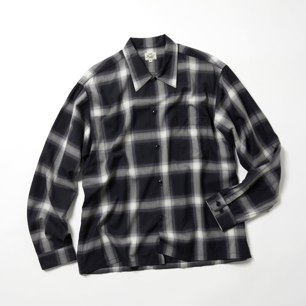 Super 140's Wool Tropical Open Shirt - BLACK