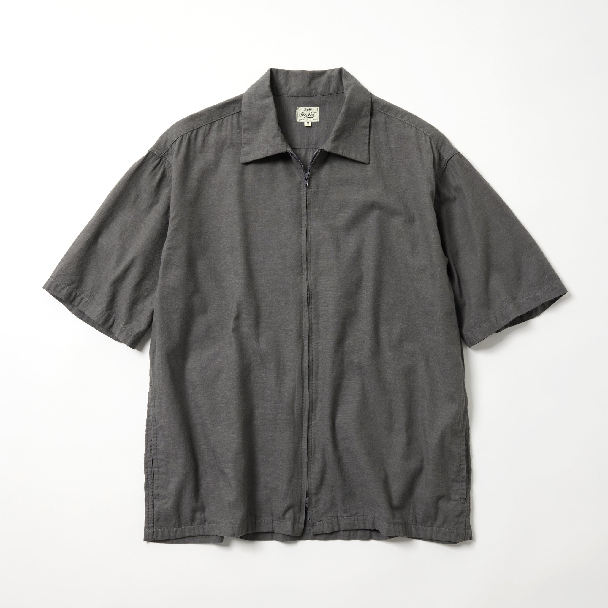 Vat Dye Chambray Zip Shirt - GRAY