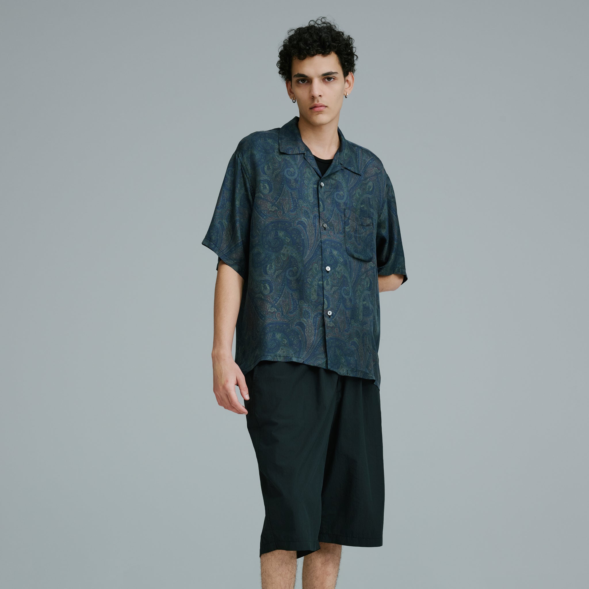 Paisley Pattern Silk Twill Open Shirt